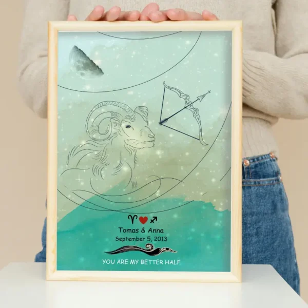 digital sagittarius & aries wall art print