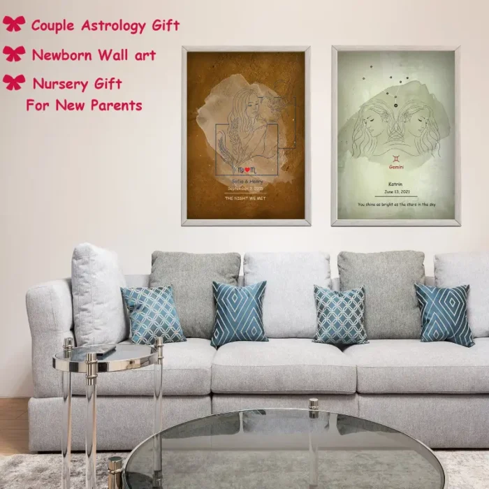 gemini & aquarius wall art print